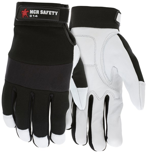 MCR Safety PD2907 Goatskin Leather with Padded Palm Mechanic Glove Impact 1 L