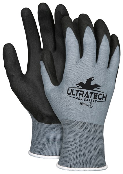 MCR Safety (6830) Rubber Coated Work Gloves, Textured, Size Large