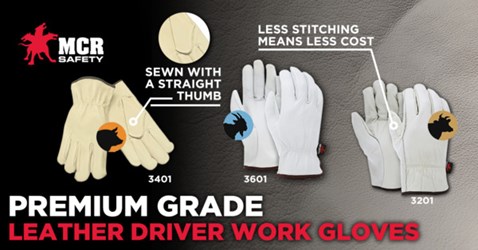 PRO-SAFE Size XL (10) Grain Goatskin General Protection Work Gloves for Work & Driver, Uncoated, Slip-On Cuff, Full Fingered, Gray, Paired 71-3601/XL