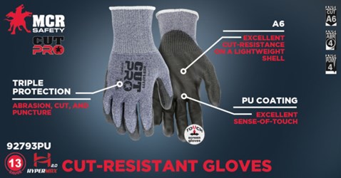 MCR Safety (9277PU) HV Cut Resistant (A7) Work Gloves, PU Coat