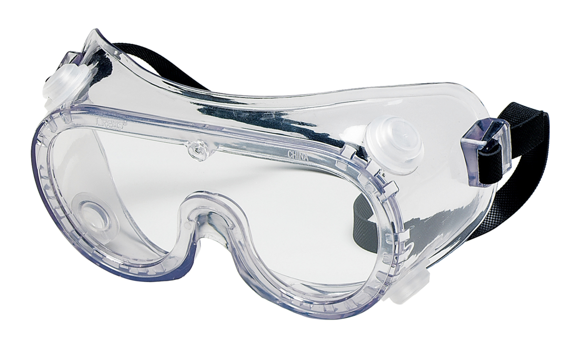 chemical goggles over glasses