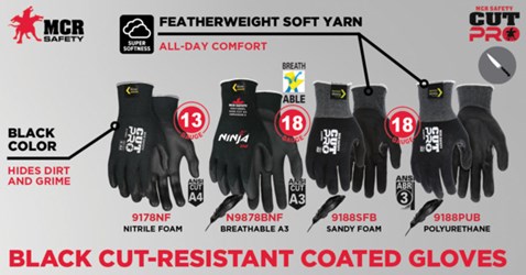 9188PUB - Black Kevlar® Cut Resistant Work Gloves