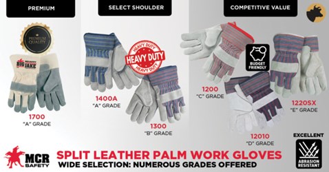 MCR Safety 919 Goatskin Leather Mechanic Glove Leather Padded Palm M