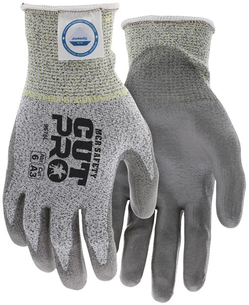 MCR Safety PU Coated Gloves, Large, Gray 9666L