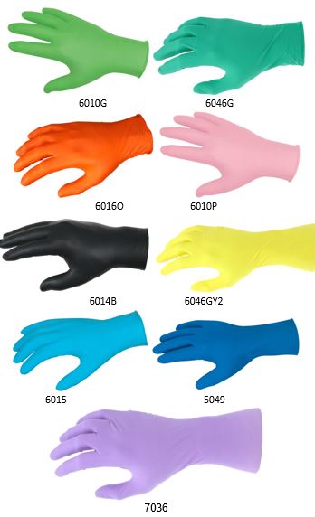 different color nitrile gloves